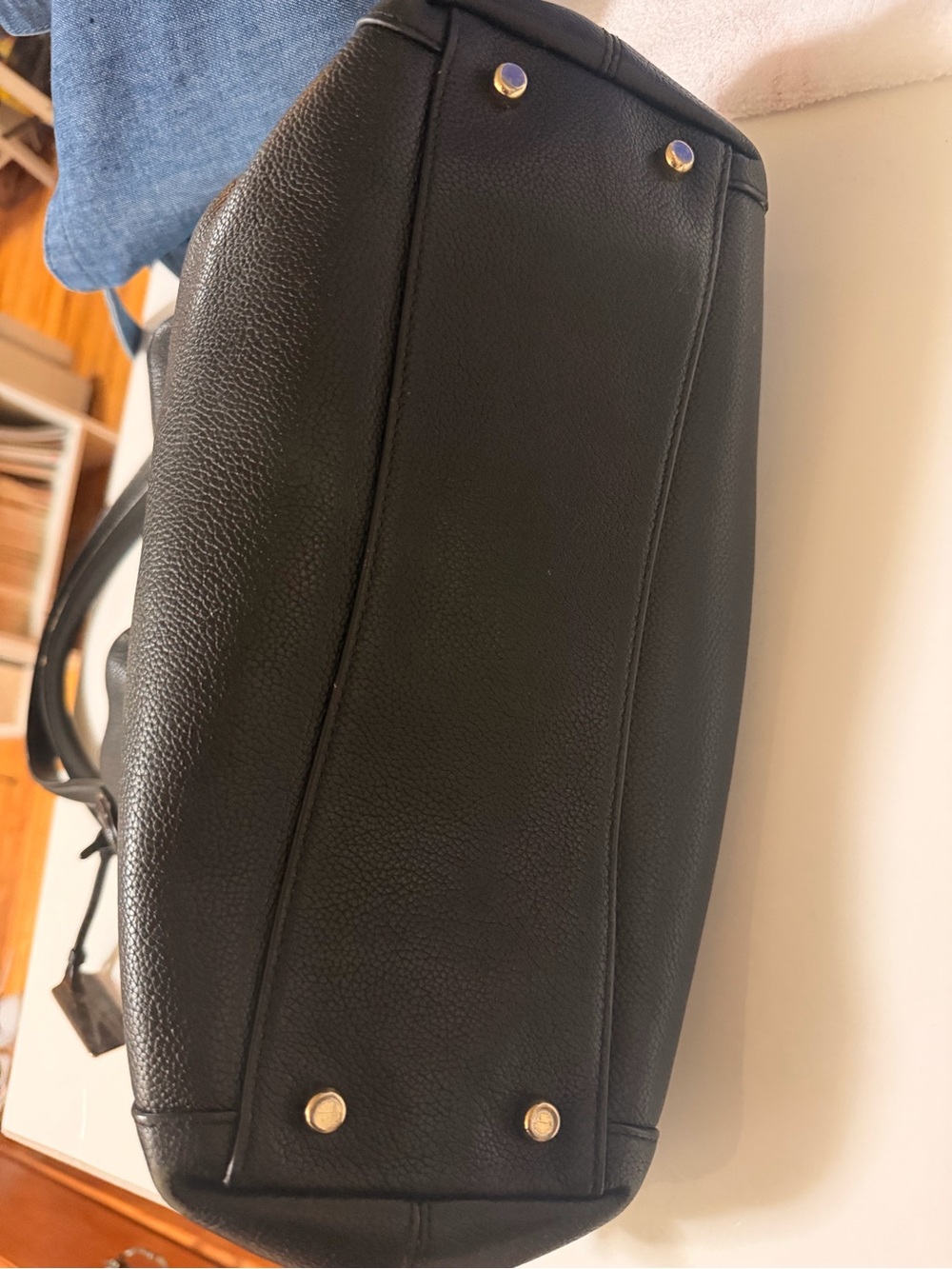 Coach Edie 31 Black Pebbled Leather Shoulder Bag with Gold Hardware - Picture 11 of 12